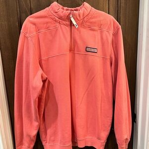 Vineyard Vines coral, cotton, 1/4 zip sweatshirt, large